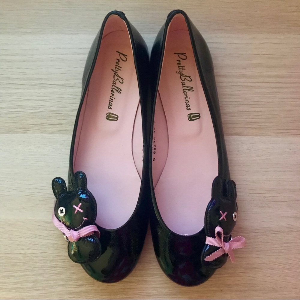 Pretty Ballerinas Klee Negro leather flats, NIB